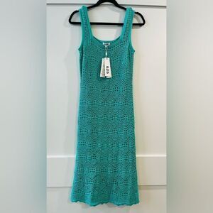 New 525 America Crochet Tank Dress Cyan Size Small Women’s Teal